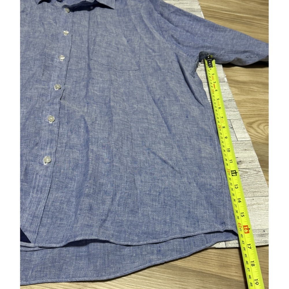 UNTUCKit Men's 100% Linen Button Down Shirt Solid Blue Long Sleeve XL XLARGE - Picture 8 of 10